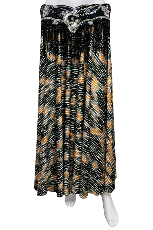 Black, white, and gold striped skirt