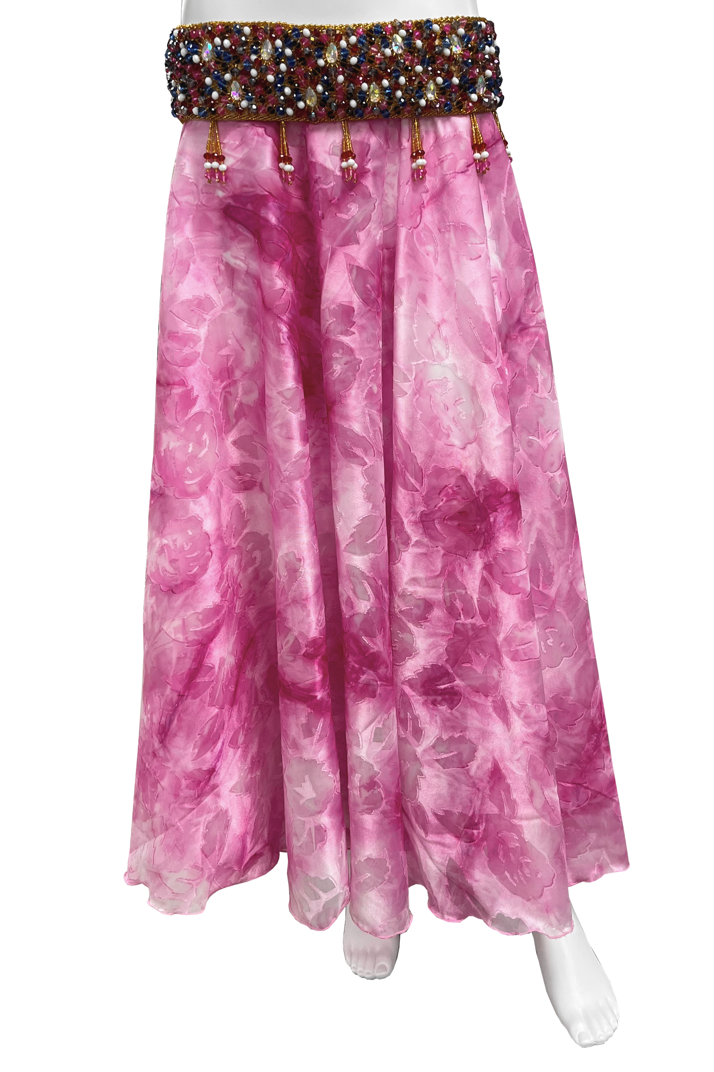 Pink floral skirt for bellydance