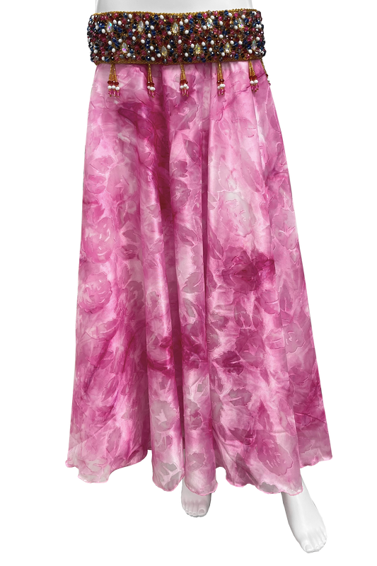 Pink floral skirt for bellydance