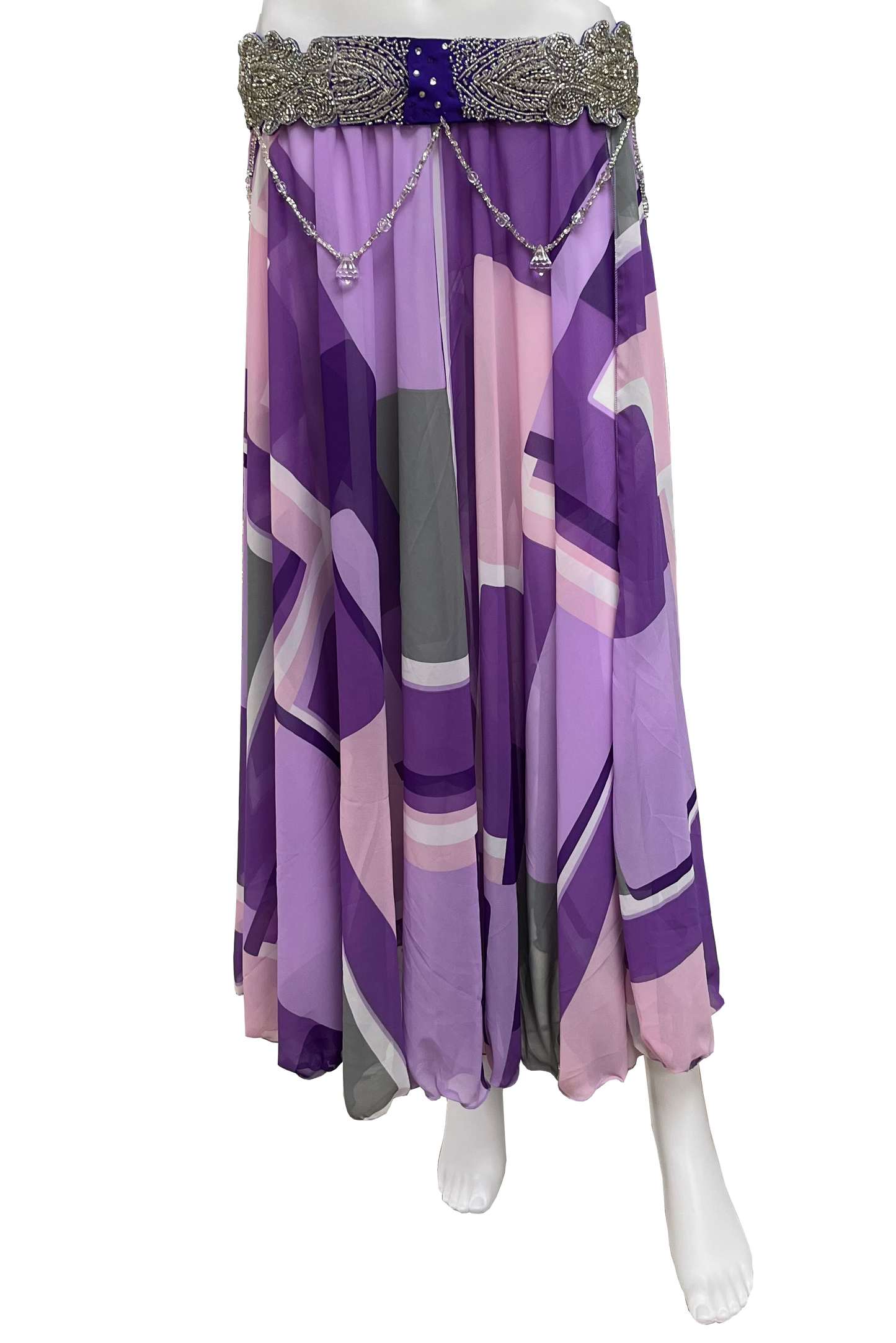 Purple patterned skirt for bellydance
