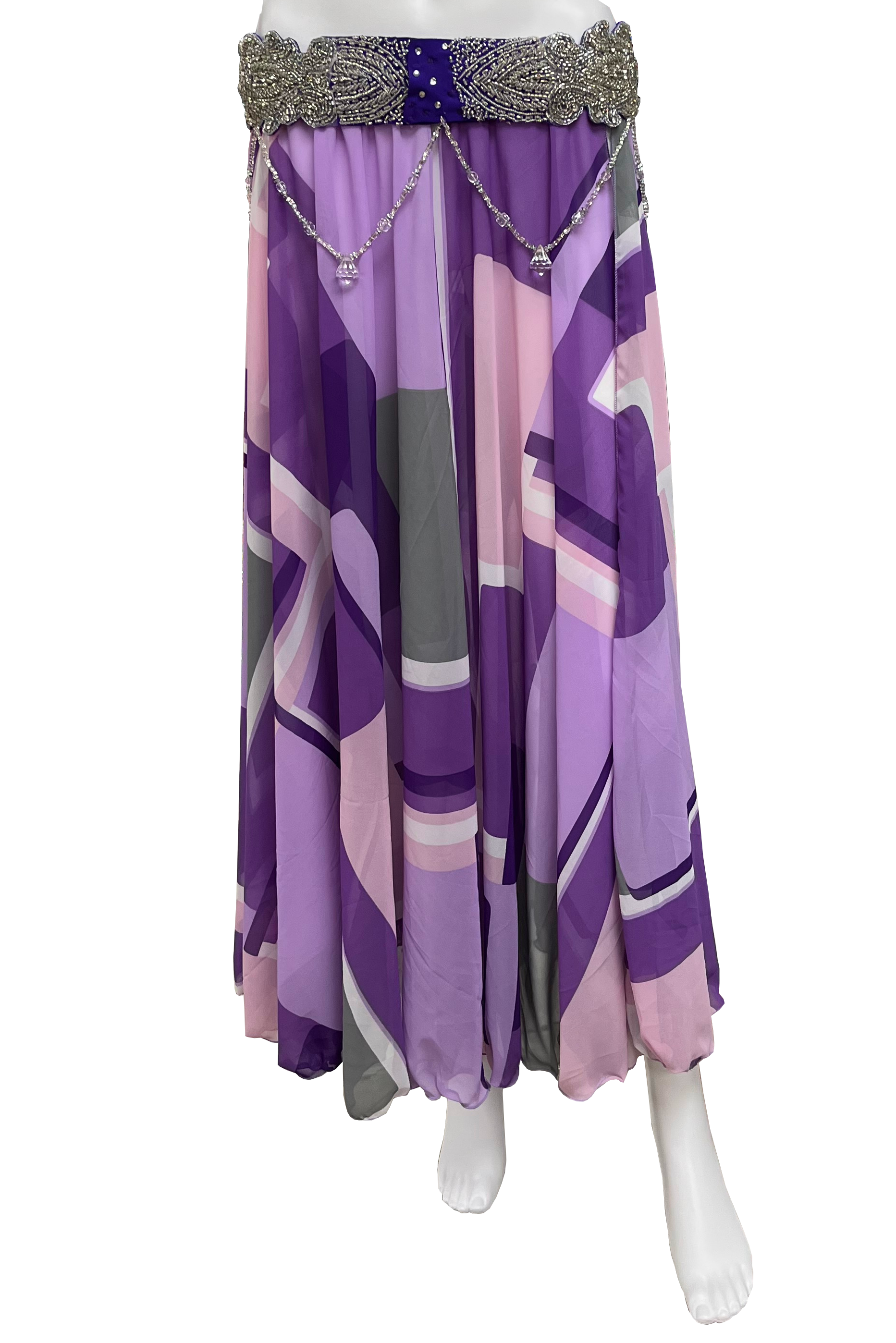 Purple patterned skirt for bellydance
