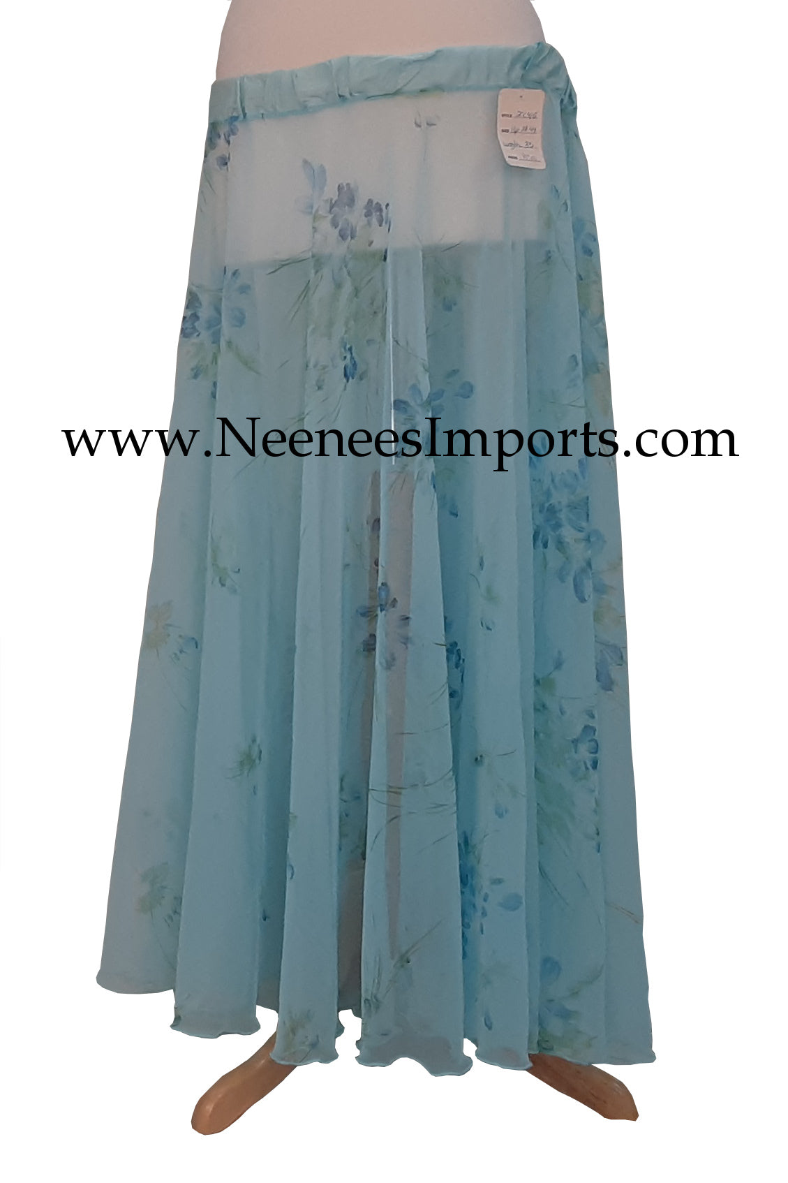 Blue sheer chiffon skirt