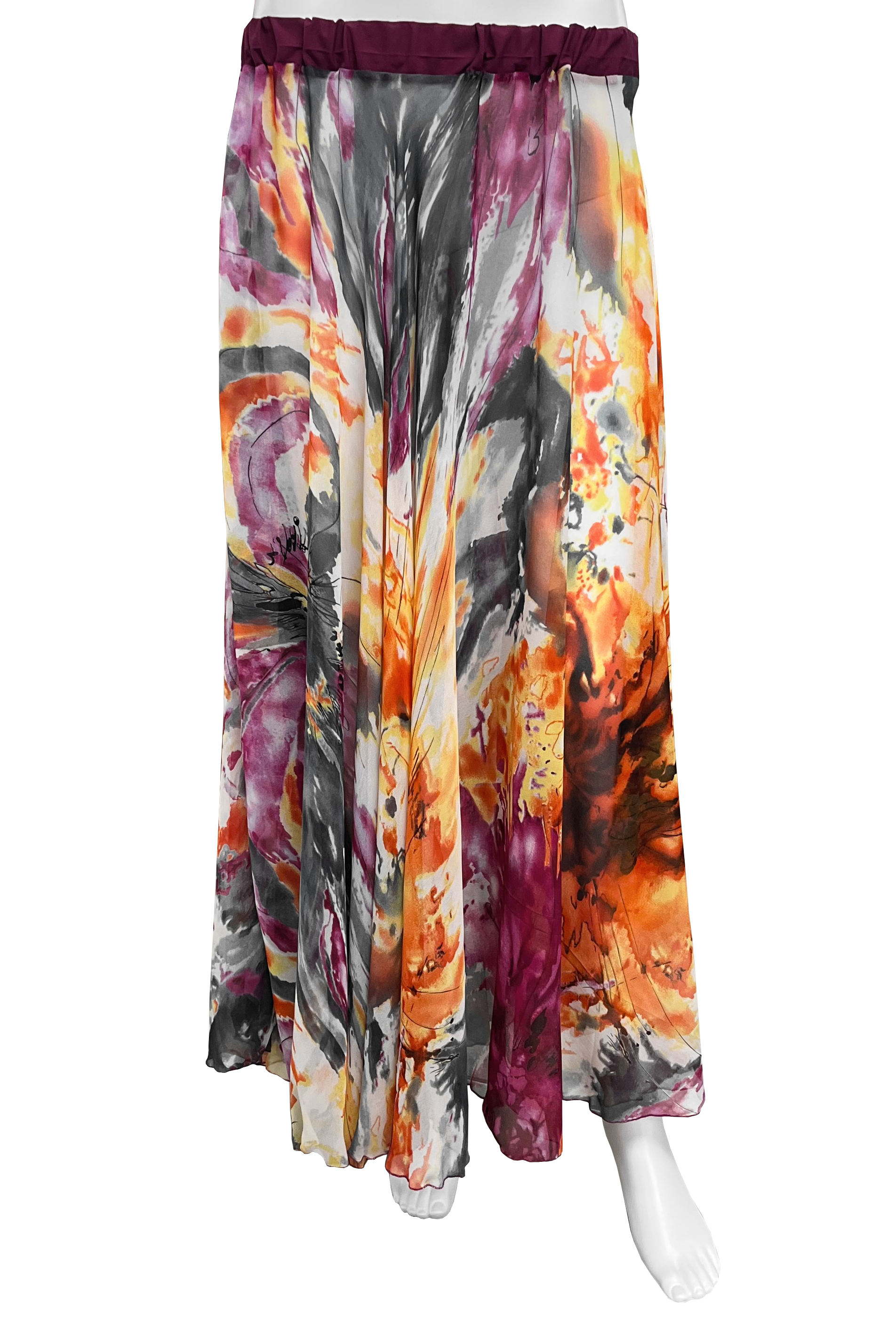 Multi colored watercolor print skirt
