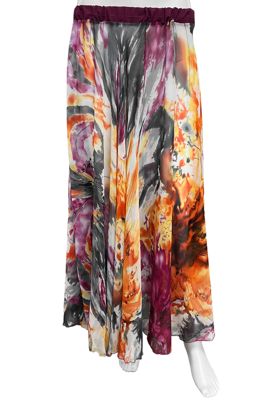 Multi colored watercolor print skirt