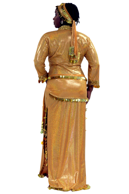 Gold traditional outfit on a white background