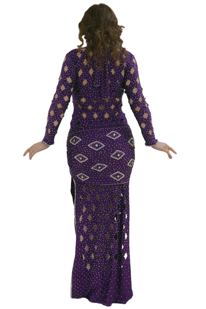 Purple patterned dress on a white background